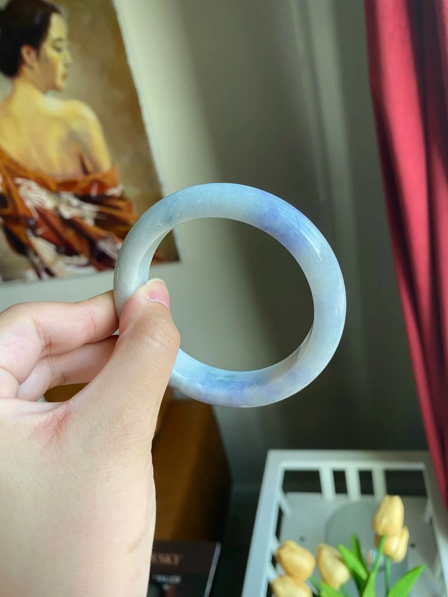 莫奈紫飘花翡翠手镯 - 1