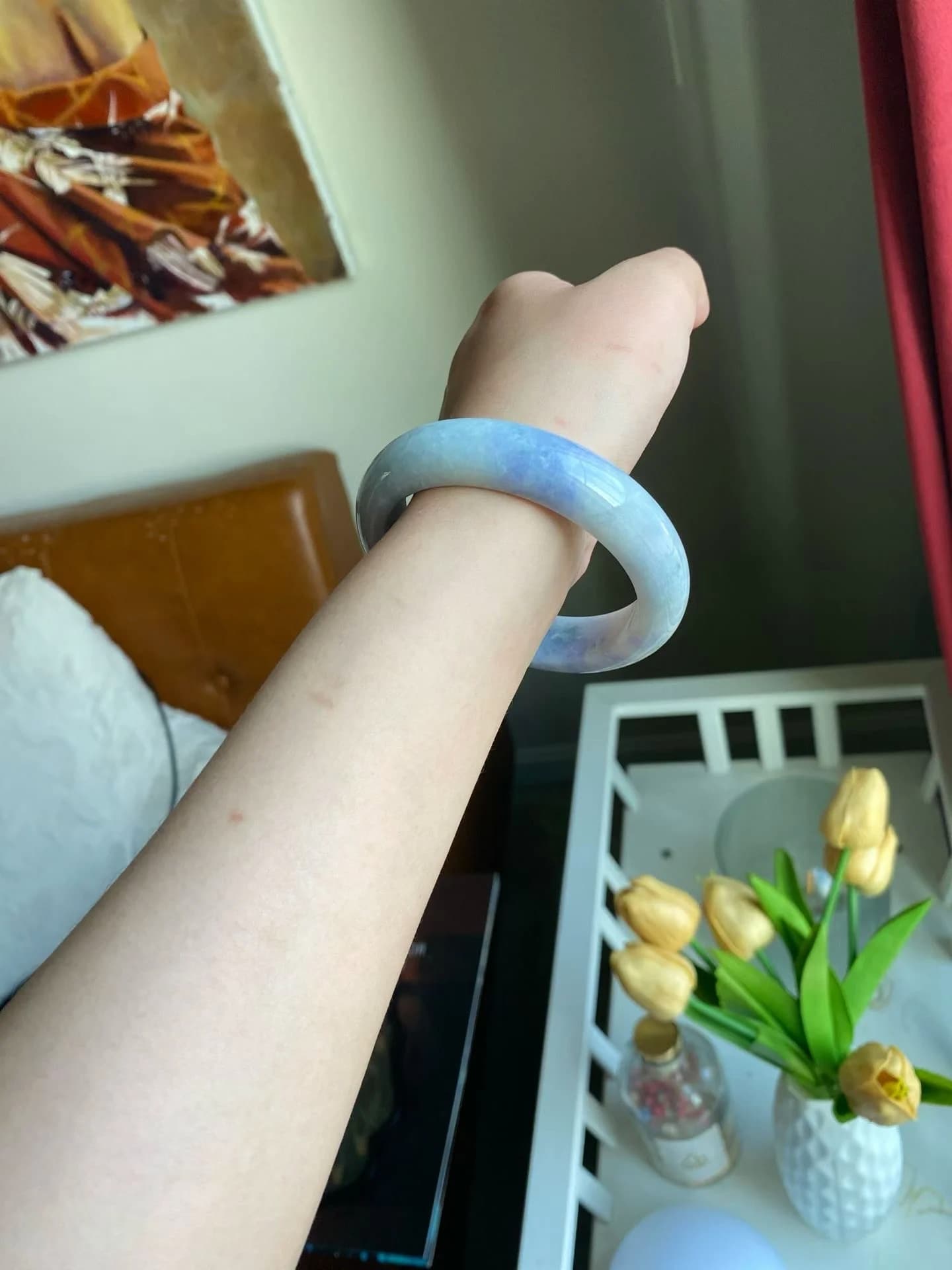 莫奈紫飘花翡翠手镯 - 4